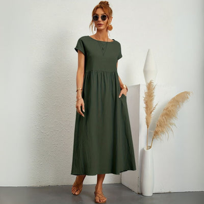 Leanne – Elegante Dames Maxi-jurk met Ronde Hals