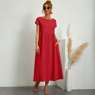 Leanne – Elegante Dames Maxi-jurk met Ronde Hals