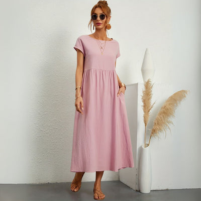 Leanne – Elegante Dames Maxi-jurk met Ronde Hals